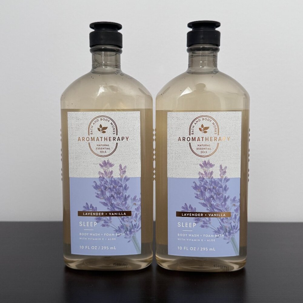 Bath & Body Works Aromatherapy Lavender Vanilla Body Wash & Foam Bath (Set of 2)
